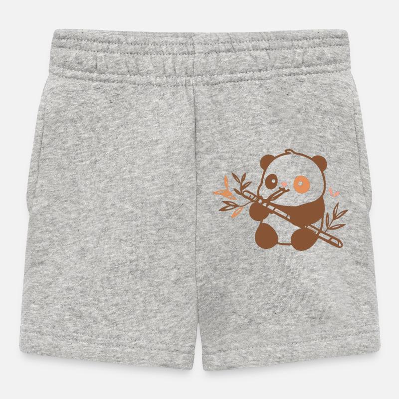 Cuddly Panda with Bamboo - Baby Shorts - heather grey