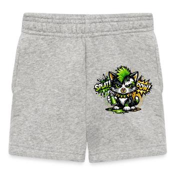 Neon Graffiti Kätzchen Sprayer - Baby Shorts - Grau meliert - Vorne