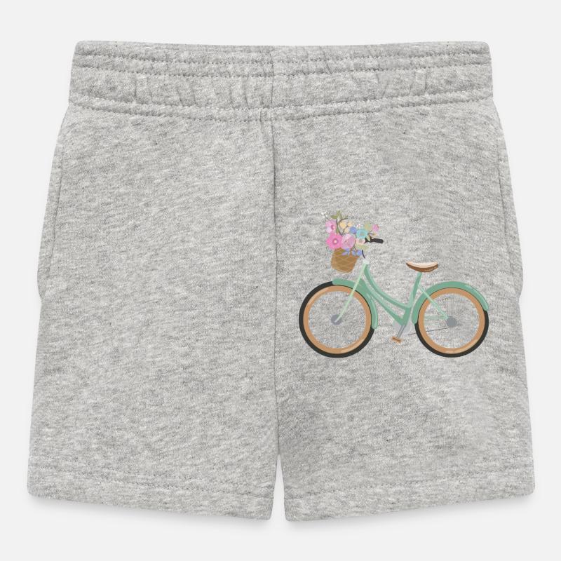 Rad_mit_Blumen - Baby Shorts - Grau meliert