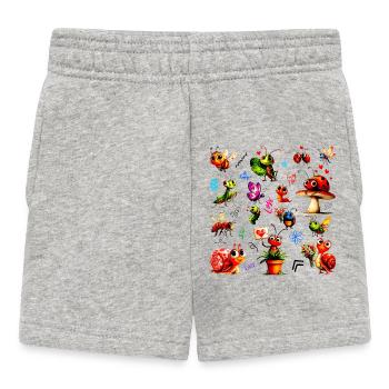 Cute Lovely Bugs - Happy Insects Illustration - Baby Shorts - Grau meliert - Vorne