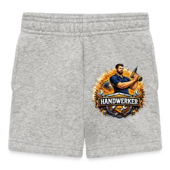 Handwerker Logo – Comic Style mit Bohrer - Baby Shorts - Grau meliert - Vorne