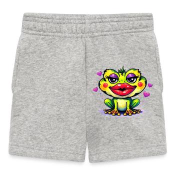 Funny Toad with Lips – Colorful Comic Animal Motif - Baby Shorts - heather grey - Front