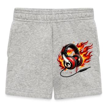 Flame Headphone Skull Design - Baby Shorts - heather grey - Front