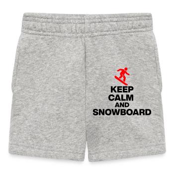 KEEP CALM AND SNOWBOARD! PISTENSPASS & HÜTTENGAUDI - Baby Shorts - Grau meliert - Vorne