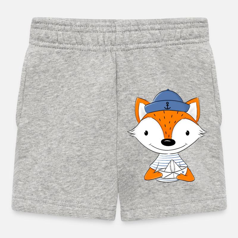 Renard marin avec bateau en papier - Short Bébé - gris chiné