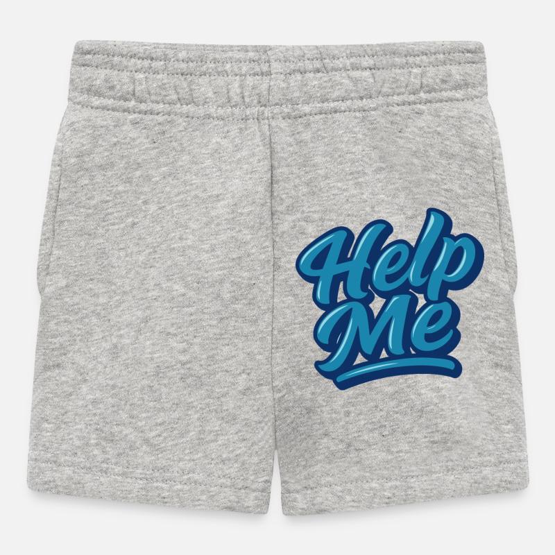 Help Me Blue Script Logo - Baby Shorts - heather grey