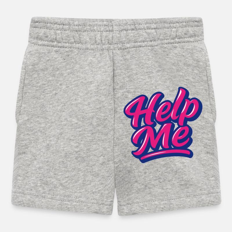 Help Me Neon Script - Baby Shorts - heather grey