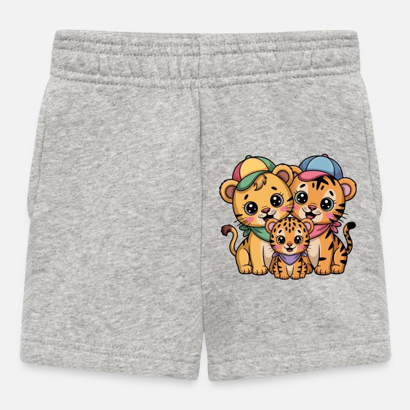 Amis Lion Tigre Léopard mignons - Short Bébé - gris chiné