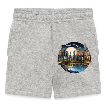 Abendsonnenstadt Skyline CirkelDesign - Baby Shorts - Grau meliert - Vorne