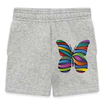 Rainbow Stripe Butterfly - Baby Shorts - heather grey - Front