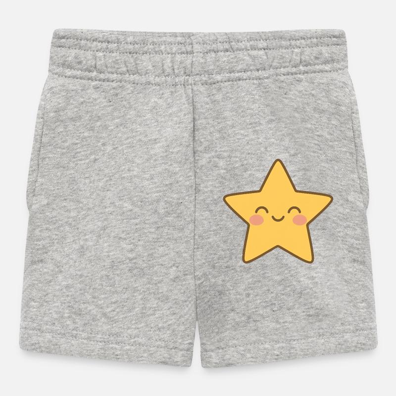 Étoile kawaii jaune sourire - Short Bébé - gris chiné