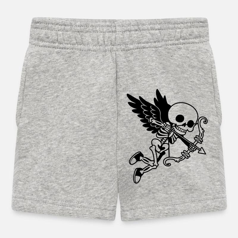 Skeleton Cupid with Wings Black - Baby Shorts - heather grey