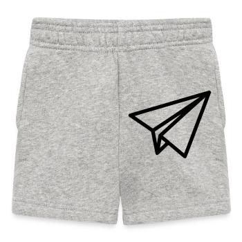 Papierflieger Flugzeug - Baby Shorts - Grau meliert - Vorne