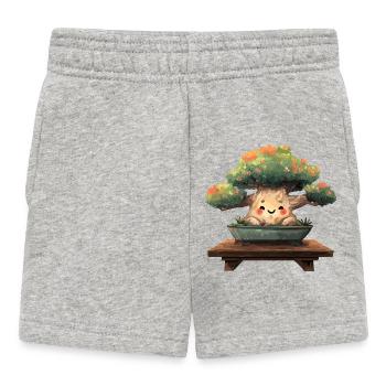 Kawaii Bonsai Smile in Pot - Baby Shorts - heather grey - Front