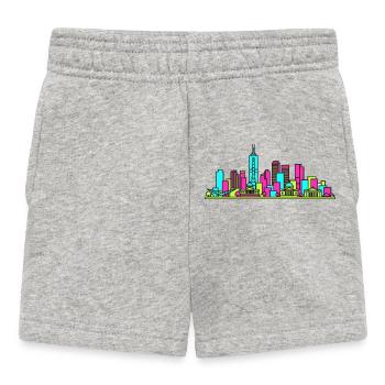 Melbourne City Skyline Flinders Station Art - Baby Shorts - heather grey - Front