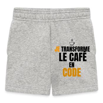 Je transforme le code en café - Short Bébé - gris chiné - Devant