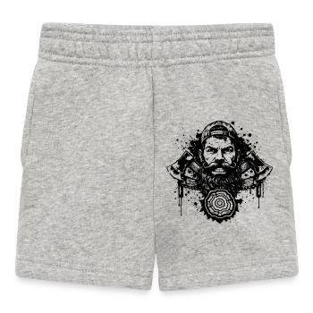 Holzfäller Stencil mit Doppelaxt   - Baby Shorts - Grau meliert - Vorne