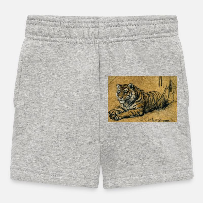 Croquis du tigre sur couleur sable - Short Bébé - gris chiné