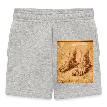 Antique Feet Drawing - Baby Shorts - heather grey - Front