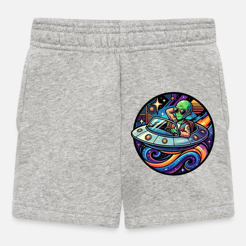Extraterrestre cool dans un motif décapotable de divertissement spatial néon - Short Bébé - gris chiné