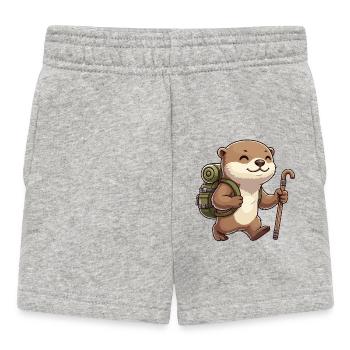 Cute Hiking Otter Animal Trekking Art - Baby Shorts - heather grey - Front