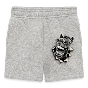Pop Culture Horse – Grinning Twotone Illustration - Baby Shorts - heather grey - Front