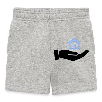 Hand hält Haus Immobilie - Baby Shorts - Grau meliert - Vorne