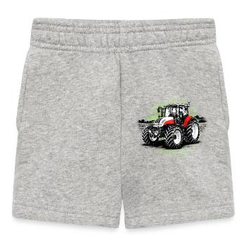 Roter Traktor – Halftone Motiv Steyr Bauernhof - Baby Shorts - Grau meliert - Vorne