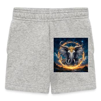 Himmlischer Elefant mit goldener Krone - Baby Shorts - Grau meliert - Vorne