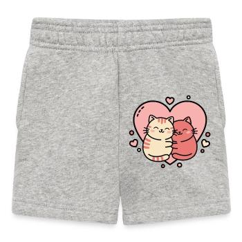 Heartfelt Cat Hug Duo - Baby Shorts - heather grey - Front