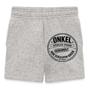 Onkel Sponsor schlechter Ideen | Lustiger Spruch - Baby Shorts - Grau meliert - Vorne