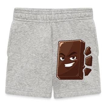 Charmanter Schoko Block mit Grinsen - Baby Shorts - Grau meliert - Vorne