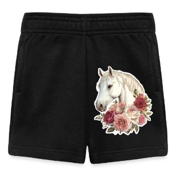 Pferd mit Blumen - Baby Shorts - Schwarz - Vorne