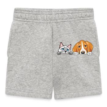 Peeking_Siamese_cat_and_Foxhound_dog - Baby Shorts - Grau meliert - Vorne