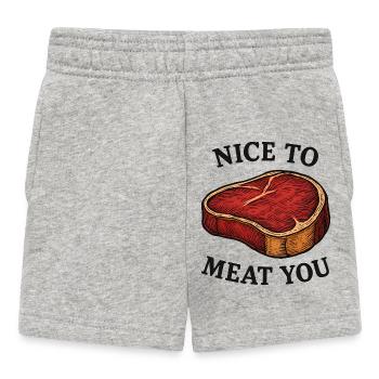 Ravi de vous rencontrer Jeu de mots sur le steak - Short Bébé - gris chiné - Devant