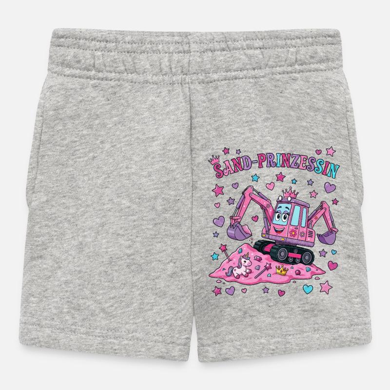 Princesse des Sables : Excavatrice rose - Short Bébé - gris chiné