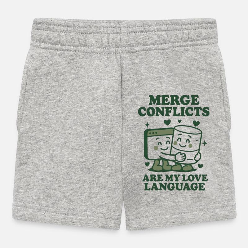 Les conflits de fusion sont mon langage d’amour | Git - Short Bébé - gris chiné