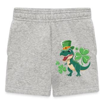 Green Dino with Shamrock Hat - Baby Shorts - heather grey - Front