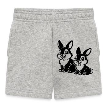 Skizzierte Kaninchenduette - Baby Shorts - Grau meliert - Vorne