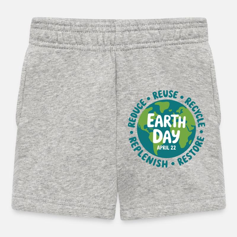 Emblème du Jour de la Terre : Réduire Réutiliser Recycler - Short Bébé - gris chiné