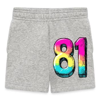 81 Zahl Bunt - Baby Shorts - Grau meliert - Vorne