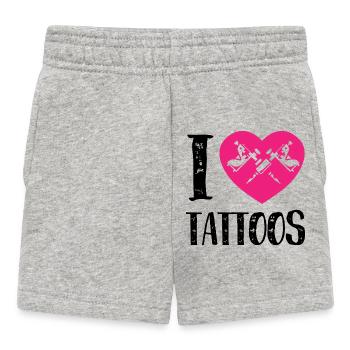 J’adore les tatouages Pink Heart Ink Artist Design - Short Bébé - gris chiné - Devant