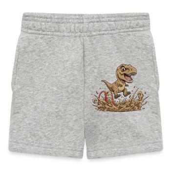 Dino Sprung im Schlamm - Baby Shorts - Grau meliert - Vorne