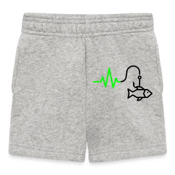 ECG Heart Rate Fish Hook Outline - Baby Shorts - heather grey - Front