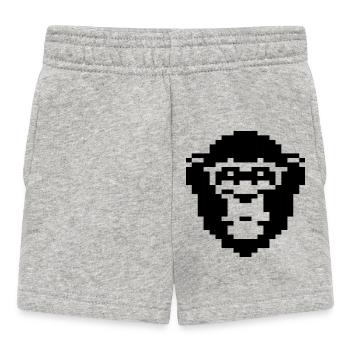 Pixeliges Affengesichtsdesign - Baby Shorts - Grau meliert - Vorne