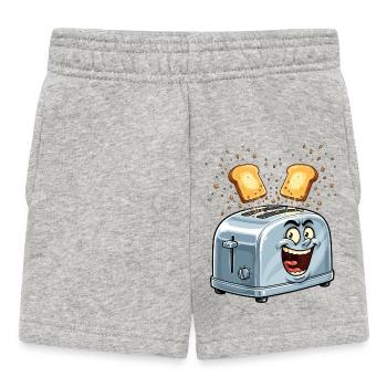 Cheerful toaster with jumping toast - Baby Shorts - heather grey - Front