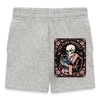 The Purr Prophet Skeleton Cat Occult - Baby Shorts - heather grey - Front