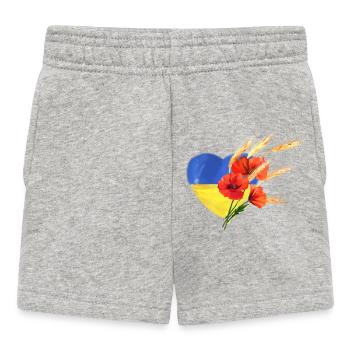 Herz der Ukraine - Mohnblumen & Goldener Weizen - Baby Shorts - Grau meliert - Vorne