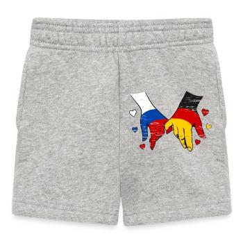 Russland Deutschland Flagge Händehalten  - Baby Shorts - Grau meliert - Vorne