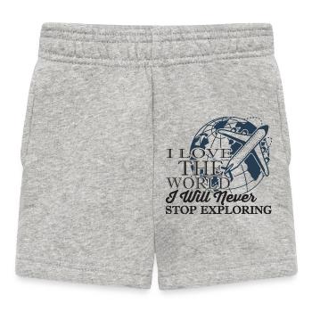 Love the World Never Stop Exploring Graphic - Baby Shorts - Grau meliert - Vorne